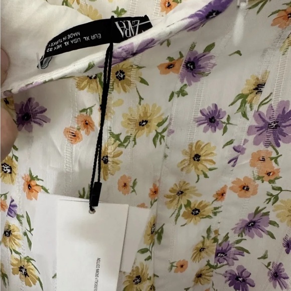 Zara Floral Mini Bodice Dress Size XL BNWT Strappy Summer - Picture 8 of 9